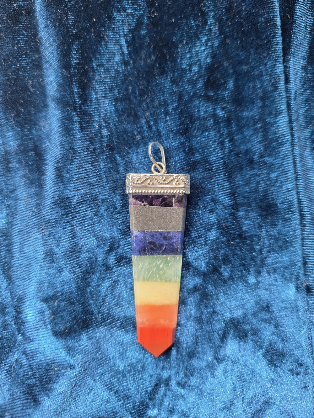 Rainbow Layered Gemstone Point Pendant